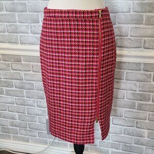 Talbots Houndstooth Tweed Wool Blend Offset Zipper Pencil Skirt Acadamia Gilmore